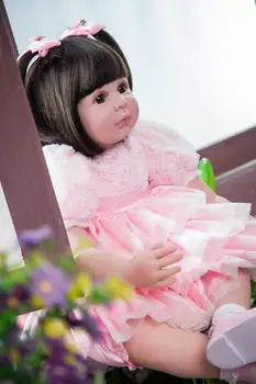 60cm Silikona Atdzimis Bērnu Lelle, Rotaļlietas, Piemēram, Nekustamā 24inch Vinila Izsmalcinātu Princese Toddler Meitenes Bērnu Lelles Dzimšanas dienas Dāvana 3068