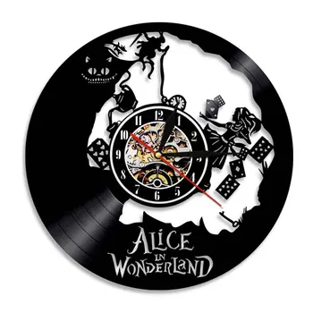 Alice in Wonderland dzīvojamā istaba nostalģisks retro pulkstenis modes mūsdienu mākslas dizaina vinila ieraksts sienas pulkstenis 151