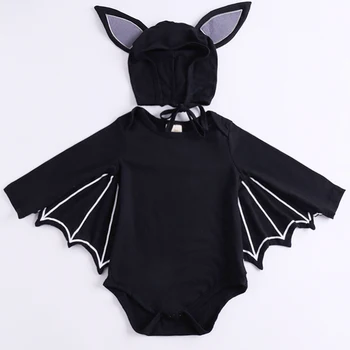 Baby Boy Romper garām Piedurknēm Kombinezonus Halloween Kostīmu Dāvana Meitenēm Cosplay Bat-uzmavas Drēbes 0-24M Bērniem Melna Apģērba Komplekts 7820
