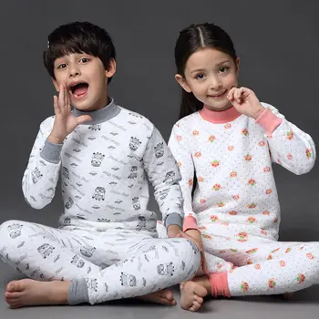 Jaunu 2019 seksīga Apakšveļa Bērniem Zēni Meitenes Sabiezēt Siltu Pidžamu Komplekts Kokvilnas Bērniem Ziemu Jānis Pusaudžu Sleepwear
