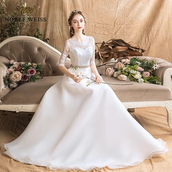 Kāzu kleitas, organza-line vienkāršu kāzu kleitu sexy grīdas-garums vērtnes līgavas kleitas ar pusi mežģīņu kāzu kleita 1583