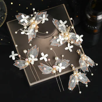 Luxcury Modes Rokām austi zelta lapas ziedu kristāla matu ķemme auskaru Komplekts hairband galvu līgavas matu aksesuāri kāzu