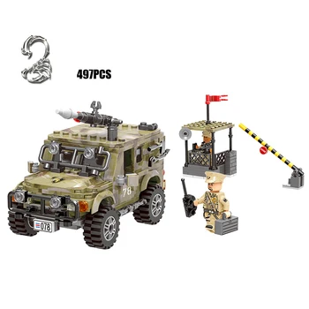 Mūsdienu militāro Skorpions Leģiona pāri kaujas bloku batisbricks Bruņu Džipu, ķieģeļu ww2 armijas skaitļi rotaļlietas