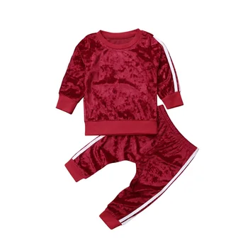 Rudens 2gab Infant Baby Toddler Meitene Drēbes, Sporta Uzstādīt Sweatershirt T Krekls Legging Bikses Puse Apģērbs 2437