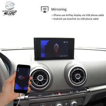 Spogulis Bezvadu Apple CarPlay AndroidAuto Pārbūvēt par Audi A1 A3 A4 iSmart Auto MMI2G MMI3G MIB, B8, B9 5378