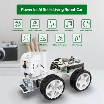 SunFounder Aveņu Pi Smart Video Robots Automašīnas Komplektu,Atbalsta Ezblock vizuālā programmēšana/ Python Programmēšanas Elektronisko DIY Robots Ki 5756