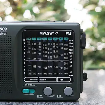 Tikko Tecsun R-909 R909 Radio FM / MW / SW 9 Joslas Vārdu Uztvērējs Radio Stereo tecsun radio ērti R909 Portatīvo T1C8 7913