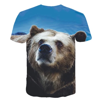 Vasaras T krekls Vīriešiem Streetwear Apaļu Kakla Īsām Piedurknēm t-veida Topi, Funny Dzīvnieku Vīriešu Apģērbu Gadījuma Wolf 3D Drukas Tshirt 827