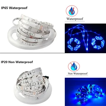 LED Strip Gaismas Bluetooth luces Led RGB SMD 2835 5050 Ūdensnecaurlaidīga Elastīga Lente Lampas Lentes, Lentas Ar Diožu Lentes DC 12V 5M