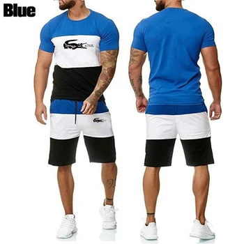 Jauno modes izšūšanas bikses, uzvalks vīriešiem 2020. gada vasaras 2 sporta īsais Krekls + bikses, uzvalks beach vīriešu gadījuma T-krekls, uzvalks sp