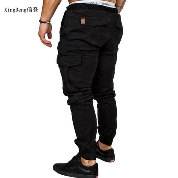 XingDeng Vīriešu kabatas gadījuma stiept jaunatnes sporta bikses vīriešu āra modes Treniņu bikses garās treniņbikses bikses plus 