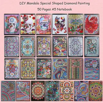 50 Lapas Dimanta Krāsošanas Grāmatiņa 5.A Pilna Īpašas Formas Dimanta Krāsošana Mandala Izšuvumi Krusta StitchDiary Grāmata
