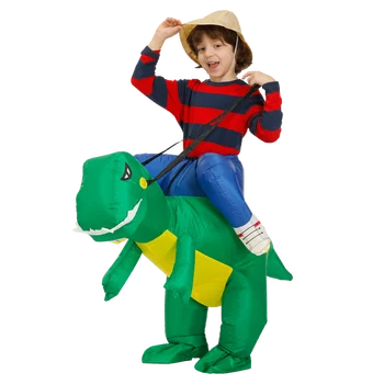 Lielie Bērni Purima Zaļā Dinozauru Piepūšamās Kostīmi Halloween Cosplay Kostīmu Karnevāla Grupa T-Rex Talismans Lomu Spēlē Disfraces