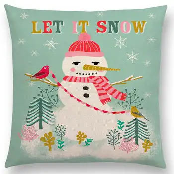 Priecīgus Ziemassvētkus Krāsains Koku Mīlestību Briežu Putniem, Ziedi Brīvdienu Bell Sniegavīrs Vāveres Labu Gaisa Spilvena Vāka Dīvāna Spilvens Gadījumā
