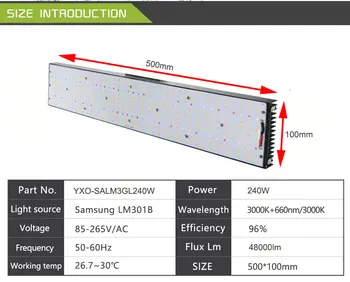 DIY Aptumšojami 240W QB288 Samsung lm301B LM301H 3000K/3500K samaisa 660nm UV IS led augt gaismas, led tāfeles ar Meanwell vadītāja