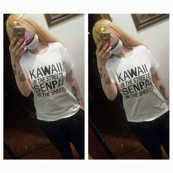 KAwaii Ielās Senpai Uz Lapas Sieviešu t kreklu, Kokvilnas Gadījuma Smieklīgi tshirts Uz Lady Top Tee Tumblr Piliens Kuģa H-130