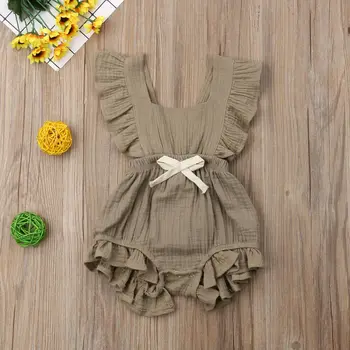 0-24M Baby Girl Savirmot tīrtoņa Krāsu Romper Jumpsuit Tērpiem Sunsuit par Jaundzimušo, Zīdaiņu, Bērnu Apģērbi Bērnu Apģērbs 23979