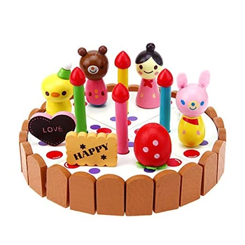 1 Gab Koka Mini Dzimšanas dienas Kūka Bērniem Spēlēt Rotaļlietas Kūka Rotaļlietu Komplekts Zīdaiņiem un Bērniem Klasika Bērniem Izlikties, Spēlēt Rotaļlietas Meitenēm Zēniem