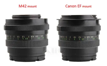100 Gabali (M42-EF) M42 Vītnes Objektīvu Mount Canon 60D 70D 80D 700D 750D 800D T3i 1200D 5D2 6D Fotokamera Objektīva adapteris
