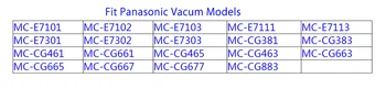 12 Maisiņi Vakuuma Putekļu Maisos par Panasonic MC-E7101 MC-CG465 MC-E7113