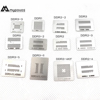 12pcs/partija, pilns komplekts, BGA, Reballing Trafaretu veltīt komplekts DDR DDR2 DDR2-2 DDR2-3 DDR3-2 DDR3-3 DDR3-4 DDR5