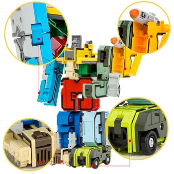 15Pcs Radošo DIY Montāža Izglītības Bloki Nosaka Rīcības Attēls Transformācijas Numuru Robots Deformācijas Robots Rotaļlietu Bērniem