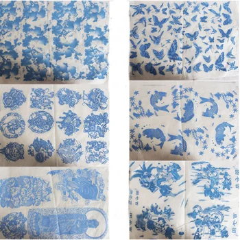 16PCS keramika keramikas māla Pārneses papīrs glazūru underglaze ziedu papīra Jingdezhen zilā un baltā porcelāna decal papīra 54x37cm