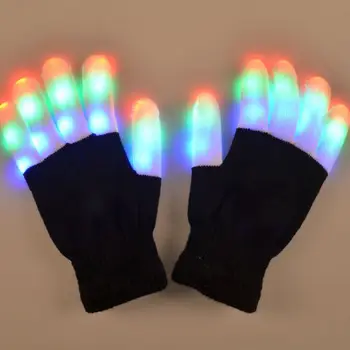 1gb Skaists, Foršs LED Rave Mirgo Cimdu Mirdzumu 7 Režīms iedegas Pirkstu Tip Apgaismojums Pāris Melna Nakts Gaisma
