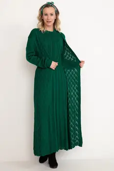 2 Gabali Sieviešu Trikotāža Kleita, Hijab Kopums, Gara Jaka un maxi kleita adīta ziemas vilnas auduma Musulmaņu Modes 2021 Turcija