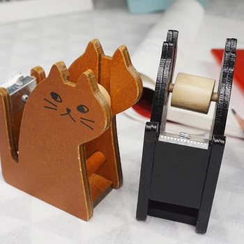2 gab./komplekts Kawaii Kaķis Formas Koka Tape Dispenser Tape Dispenser Gudrs Līmlentes Griezējs Rīku, Skolas Piederumi, Kancelejas Augstas Kvalitātes