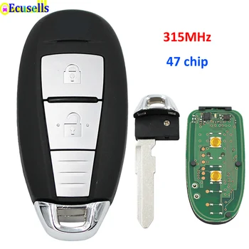 2 pogu Smart keyless tālvadības atslēgu piekariņu Suzuki VITARA 315 MHZ ar ID47 PCF7953 čipu neslīpēts