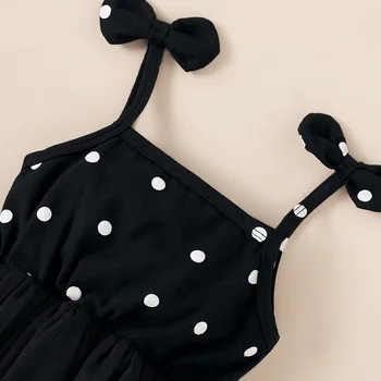 2020. Gada Vasaras Princese Infant Baby Meitenes Kleita Polka Dot Drukāt Bez Piedurknēm Mežģīnes Tutu Mini Sundress Apģērbs