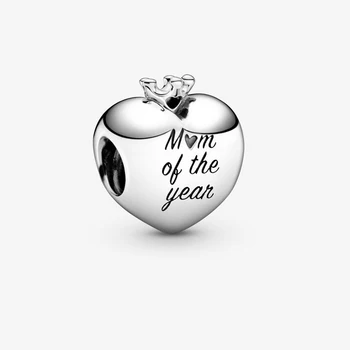2020 Jaunu Oriģinālu 925 Sterling Sudraba Pērļu Mamma Gadu no Mīlestības Sirds Šarmu Fit Pandora Aproce Rokassprādze DIY Sieviešu Rotaslietas