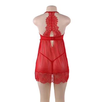 2020 Seksīgu Babydoll Apakšveļa, Erotiska Sieviešu Sarkans Mežģīņu Plus Lieluma Peldkostīmu Sleepwear Kleita Caurspīdīga Dobi-no Chemise Apakšveļu 10637