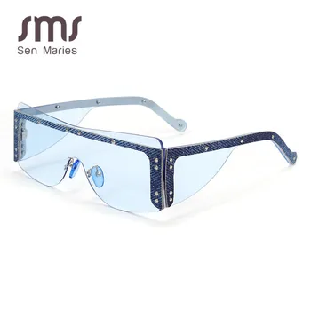 2020 bez apmales Laukumā Saulesbrilles Sievietēm, Vīriešiem Luksusa Zīmolu Spogulis Zilā Toņos Saulesbrilles Sieviešu Briļļu Stikli Oculos Brilles UV400