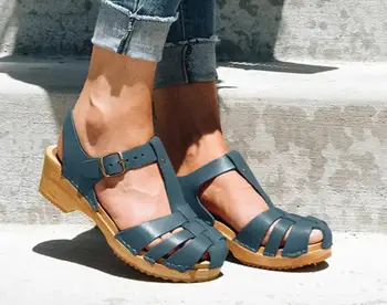 2020. gada Vasaras Modes Sievietei Kurpes Sandales Slēgtas Toe T-Siksna Zābaciņi Zapatos Mujer De Sandalias De Verano Para Mujer LP595