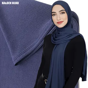 25pcs JAUNS Svītrains Džersija šalle Premium sievietēm musulmaņu stretchy hijabs augstas kvalitātes scarvess