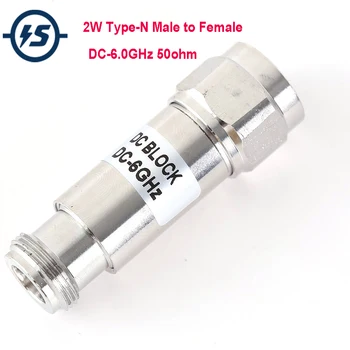2W Tips-N Sieviešu un Vīriešu DC-Bloks DC-6.0 GHz 50ohm RF Koaksiālie Bloķēt KANĀLU 1.2 Fiksētu Savienotāji