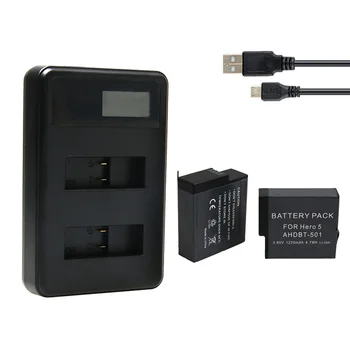2gab Hero6 7 8 Hero 5 Baterijas+LCD Displejs Smart elektroenerģijas daudzums Lādētāju GoPro Hero 7 5 6 Black Rīcības Acceessories