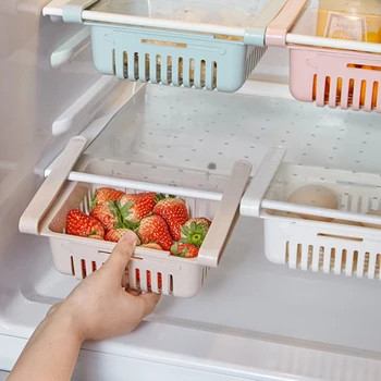 2gab Virtuves Piederumu Uzglabāšanai Traukā Ledusskapī Organizators Regulējamas Plastmasas Ledusskapis Glabāšanas Grozi, izvelkamās Atvilktnes