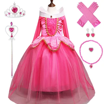 3-10Y Meitene Princese Aurora Kostīms Bērniem Sleeping Beauty Cosplay Kleita Ziemassvētku Kleita Bērnu Dzimšanas dienas svinības Kleita