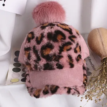 3-6Y Jauki Modes Zīdaiņu Meitenēm Cepures Leopards Drukāt Bumbu Berete Beanies Cepures Apģērbs Rudenī, Ziemā Silts Berete