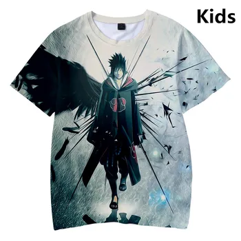 3 Līdz 14 gadiem, bērnu T Krekls Naruto 3d iespiests t-krekls zēniem, meitenēm ar īsām piedurknēm t harajuku Anime, t krekli, Bērnu apģērbi