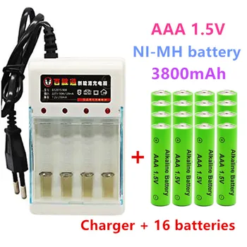 3800 mAh AAA baterijas uzlādējamās baterijas AAA 1,5 V 3800 mah Uzlādējams Alcalinas drummey +1gb 4-cell bateriju lādētāju