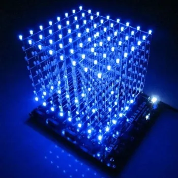 3D LED Gaismas Brusas White Blue Ray Kuba 8*8*8 LED Kubs DIY Komplektu Elektronisko Suite w/Ieprogrammēto IC par Arduino Par dāvanu