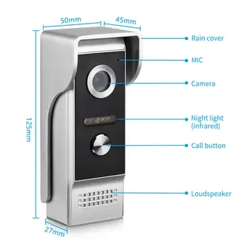 4.3 collu Vadu Video Durvju Tālruņa Sistēma Vizuālais Domofons Durvju zvans ar 1 displejs+1*700TVL Āra Kamera Mājas Apsardze,