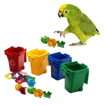 4 Gab./Komplekts Mini Miskastes Atkritumu Urnas Peonija Papagailis Izlūkošanas Mācības, Rotaļlietas, Mājdzīvnieku Preces