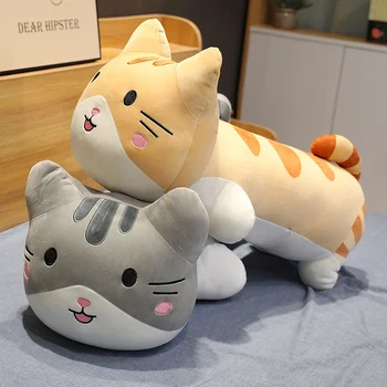 40-100cm Liela Izmēra Kaķis Plīša Rotaļlieta Pelēks Oranžs Kaķis Plīša Rotaļlietas Jauki Anime Kaķis Lelle Dzimšanas dienas Dāvana Bērniem Gudrs Kaķis Spilvens