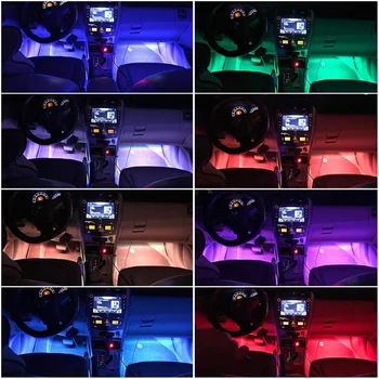 4gab 48 LED Bluetooth App Kontrolieris Sloksnes Gaismas Multicolor Mūzikas Atmosfēru Ar Dash Apgaismojuma Komplekts ar Skaņas Aktīva darbība