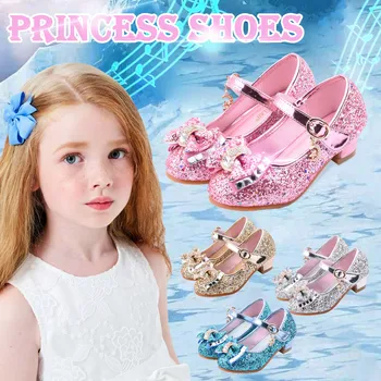 #50 Bērnu Apavi Zīdaiņiem Un Bērniem, Bērnu Meitenes Pu Ādas Kristāla Pērle Bling Bowknot Vienu Princess Puse Kāzu Mīksto Deju Kurpes